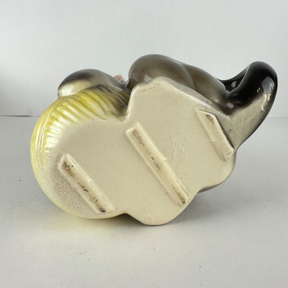 Vintage Royal Copley Ceramic Cat Planter With Bow & Yarn Ball - Picture 7 of 8